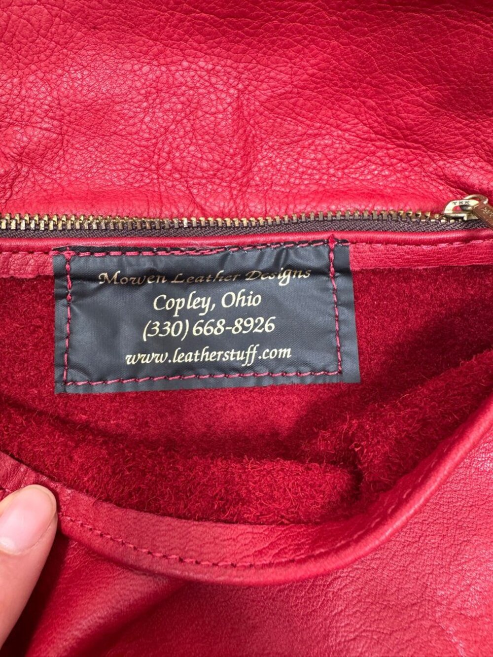 Morven Leather Designs Red Leather Crossbody Purse Handmade USA Copley Ohio - Picture 6 of 10